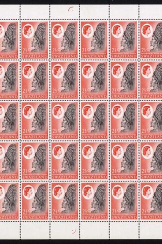 Swaziland 1962 SG93w 2 1/2c SHEET of a FIFTY Wmk INVERTED Cat 125++ U/M