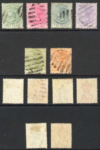 Lagos SG21/26 New Colours Wmk Crown CC Set to 1/- Cat 105.10 Pounds