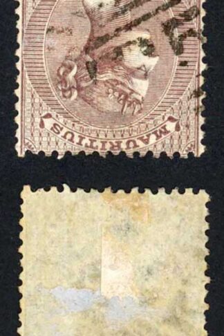 Mauritius SG56w 1d Purple Brown Wmk Crown CC INVERTED Cat 40 Pounds