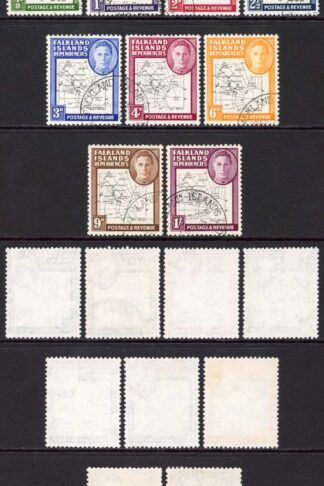Falkland Is Deps SG G9/16 Thin Map Set of 9 Very Fine used