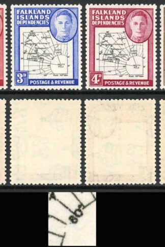 Falkland Is Deps SG G3/7 Gap 8th Parallel and Break by 90o Set of 4 U/M