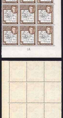 Falkland Is Deps SG G3/7 Plate 4 Set 4 inc Varietys U/M Blocks of 9