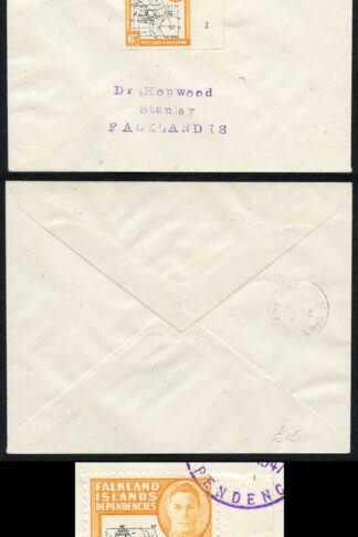Falkland Is Deps SG G6 6d plate 2 on Cover