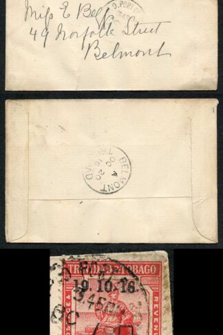 Trinidad and Tobago SG175 1d Scarlet Used 19 Oct 1916 FIRST DAY COVER