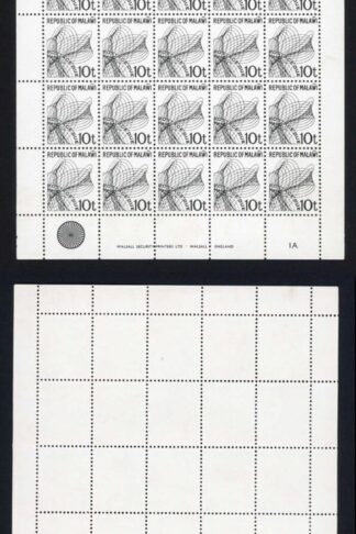 Malawi SG D22 10t Post Due Sheet of 50 Cat 200 pounds as singles