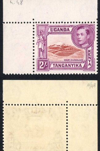KUT SG146b KGVI 2/- Perf 13.75 x 13.25 U/M Corner example