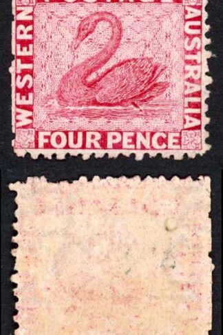 Western Australia SG56 1864-79 4d Carmine Wmk Crown CC M/M