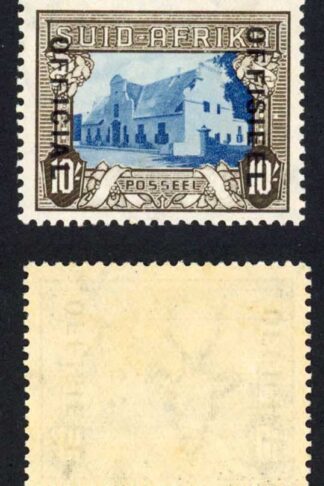 South Africa SGO29 10/- Official at left U/M (light toning) Cat 500 pounds