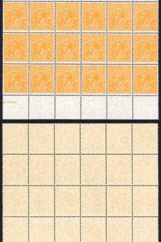 Australia SG124 1/2d Orange Wmk C of A U/M Block of 48 Cat 528 as m/m singles