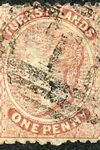 Turks and Caicos Is SG4 1d Dull Rose-lake wmk Small Star Cat 55 pounds