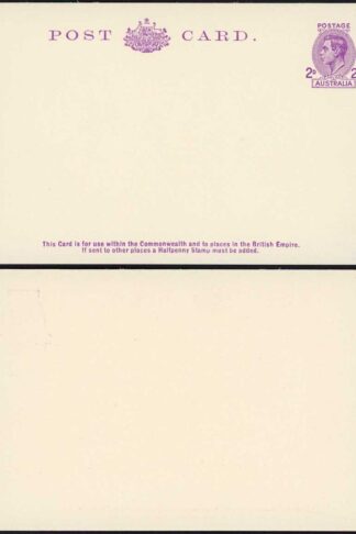 Australia KGVI 2d purple Post card