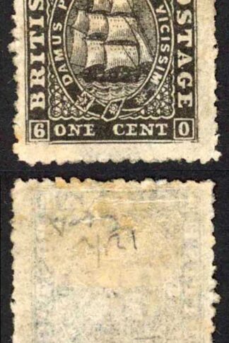 British Guiana SG51 1c Black Perf 12.5-13 Thin paper Mint Cat 85 pounds