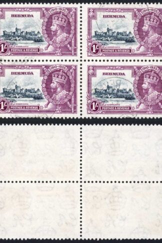 Bermuda 1935 Silver Jubilee SG97 1/- Fine Used BLOCK OF 4