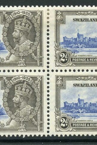 Swaziland 1935 Silver Jubilee SG22 2d in a BLOCK 2 x U/M (Gum Slightly brown)