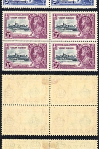 Virgin Is 1935 Silver Jubilee SG103/6 in BLOCKS 2 x U/M (Gum Slightly brown)