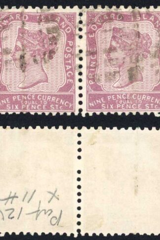 Prince Edward Island SG20 9d reddish mauve perf 11.5 x 12 PAIR Cat 200 pounds