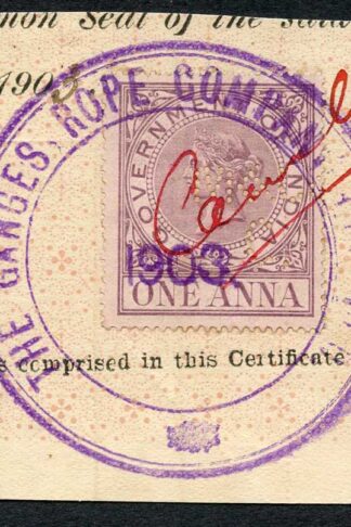 India QV 1a Revenue Stamp on piece