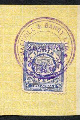 India KGV 2a Revenue Stamp on piece