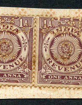 India KGV 1a X 2 Revenue Stamps on piece