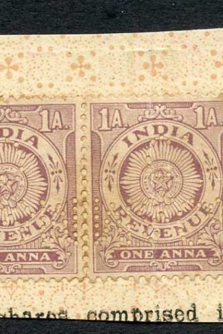 India KGV 1a X 2 Revenue Stamps on piece
