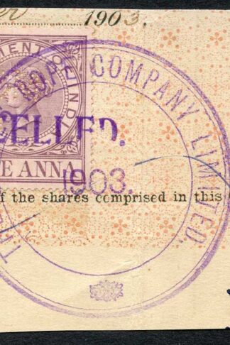 India QV Revenue Stamp on piece
