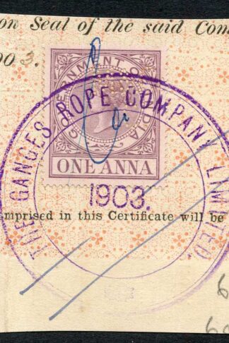 India QV Revenue Stamp on piece