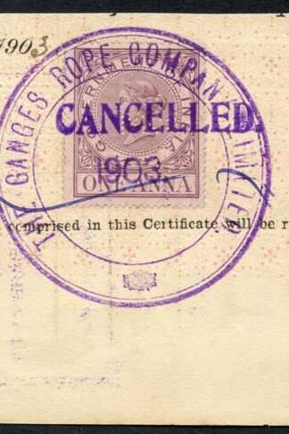 India QV Revenue Stamp on piece