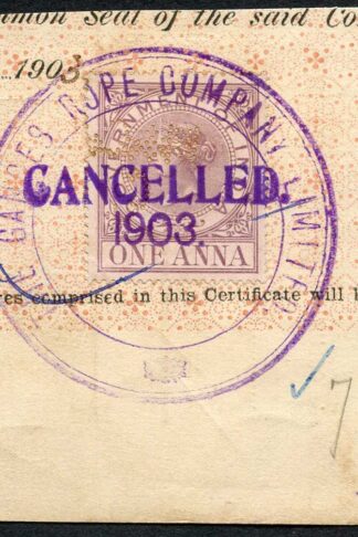 India QV Revenue Stamp on piece
