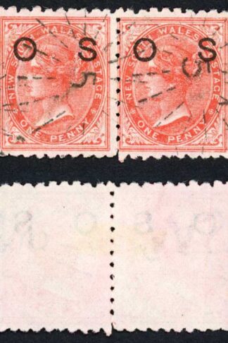 NSW SGO34 1d opt OS Perf 10 used Pair Wmk UPRIGHT RARE