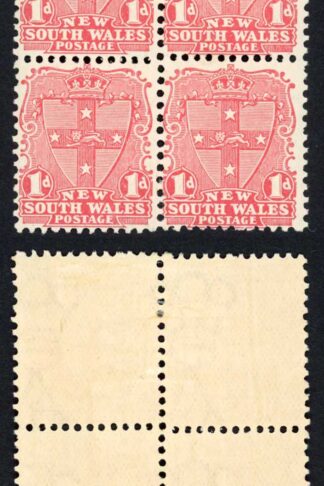 NSW SG354 1d Dull Rose Wmk Double A M/M Block