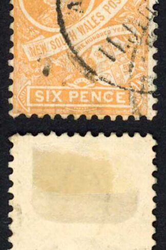 NSW SG358 6d Orange-buff Wmk Double A Used (tone spot) Cat 50 pounds