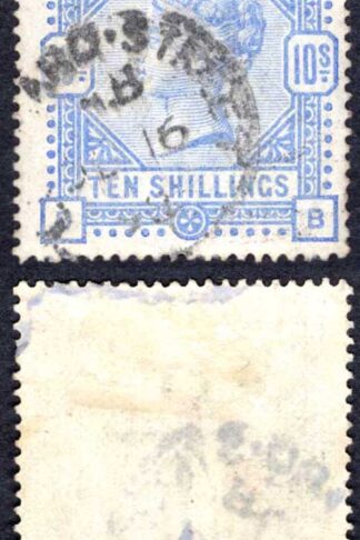 SG183a 10/- Pale Ultramarine CDS used Cat 550 pounds