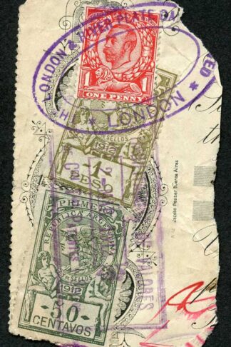 1d Downey Head with Argentina 50c and 1p on PIECE