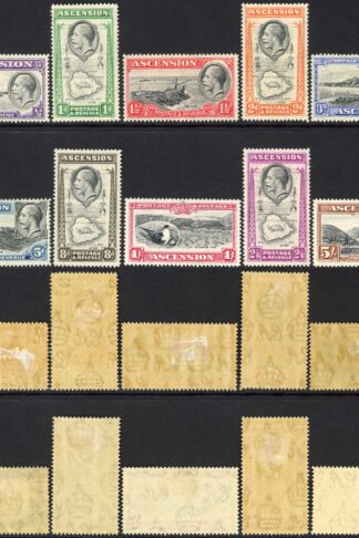Ascension SG21/30 Set of 10 M/M (brown gum) 1/2d and 1 1/2d tiny thins