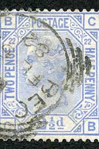 SG157 2 1/2d Blue Wmk Crown Plate 22 Fine Used Cat 45