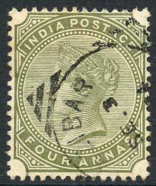 Zanzibar SGZ69 4a Olive-green Z5 Squared Circle dated 3rd Sept 1894