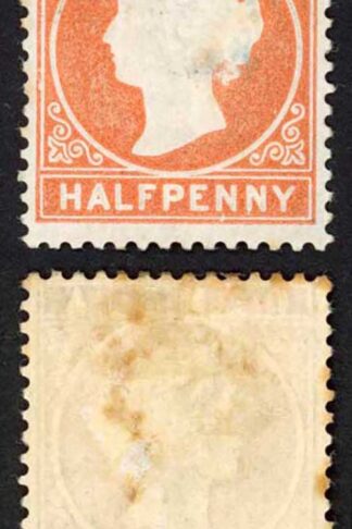 Gambia SG10B 1/2d Orange Wmk Crown CC Upright M/M (tone spots) Cat 19 pounds