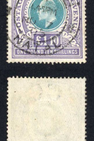 Natal SG143 1 pound 10/- Postage Revenue Green and Violet Cleaned with Fake Pmk