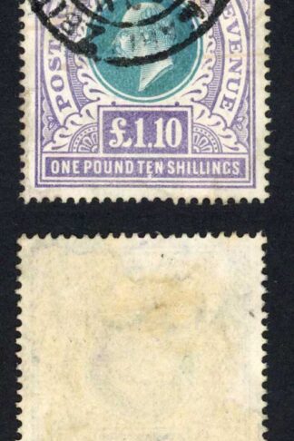 Natal SG143 1 pound 10/- Postage Revenue Green and Violet Cleaned with Fake Pmk