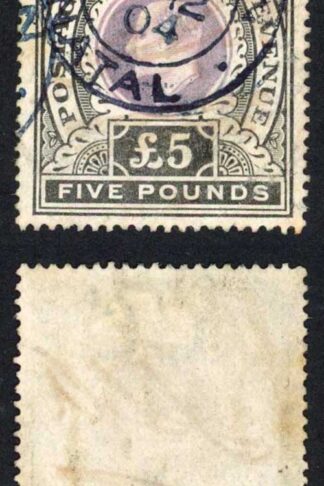 Natal SG144 5 pounds Mauve and Black Postage Revenue Cleaned with Fake Pmk