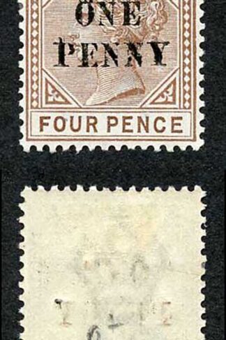 St Lucia SG55a 1d on 4d Brown Opt DOUBLED Fresh M/Mint