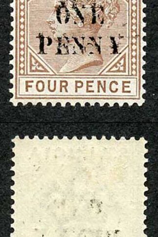 St Lucia SG55a 1d on 4d Brown Opt DOUBLED Fresh M/Mint