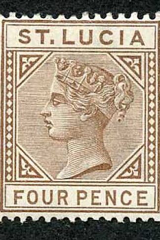 St Lucia SG34 4d Brown wmk Crown CA M/M Cat 50 pounds