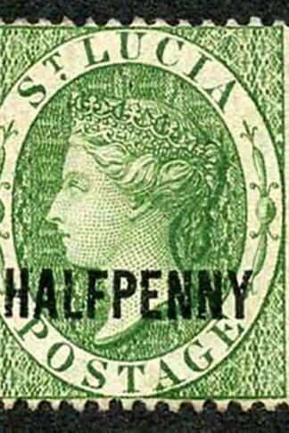 St Lucia SG25 1/2d Green wmk Crown CA M/M Cat 38 pounds
