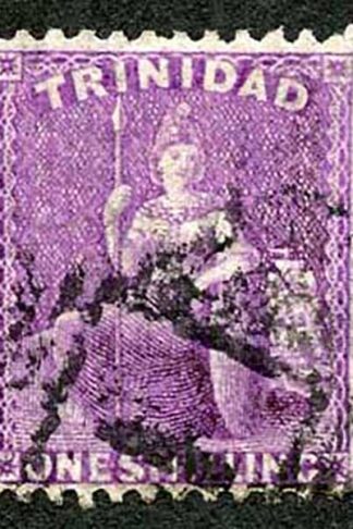 Trinidad SG73 1/- Bright Deep Mauve Wmk Crown CC Perf 12.5 Fine used