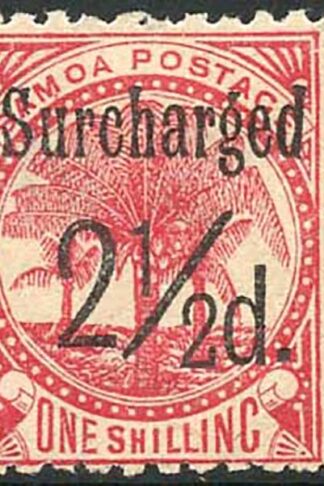 Samoa SG86 2 1/2d (Black) on 1/- dull rose-carmine M/M Cat 15 pounds