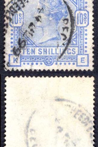 SG183a 10/- Pale Ultramarine Fine used Cat 550 pounds