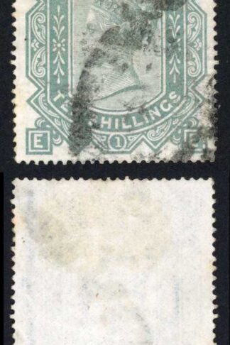 SG128 10/- Greenish Grey good used Cat 3200 pounds