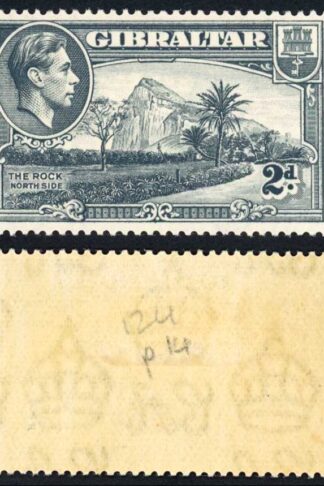 Gibraltar SG124 KGVI 2d Grey Perf 14 M/M Cat 32 pounds