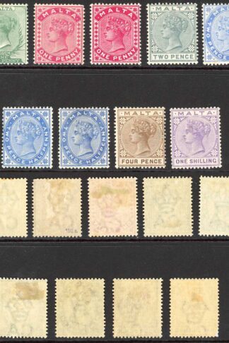 Malta SG 20/28 Set plus 1d and 2 1/2d shades M/M (1/- tiny gum thin) Cat 320